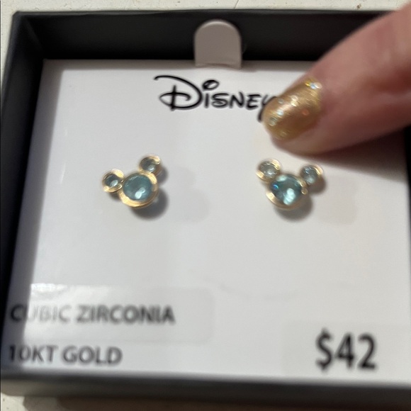 Disney Gold Earrings with Blue Stones - Picture 3 of 4